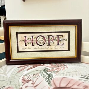 Vintage Home Interiors Framed 'Hope' Floral Wall Art